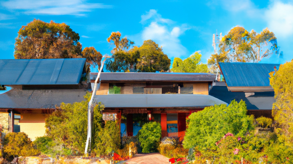Bosquejo de una casa australiana con energía solar en el techo